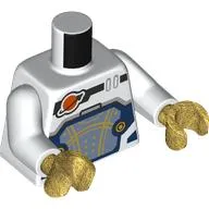 Torso, Space Suit, Dark Blue/Sand Blue Panel, Gold Lines, Classic Space Logo, White Arms, Pearl Gold Hands