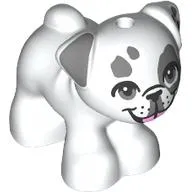 Animal, Dog, Pug - Standing with Dark Bluish Grey Spots, Eyes, Pink Tongue print