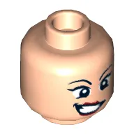 Minifig Head Wonder Woman, Wide Eyes, Red Lips, Crooked Grin Print [Hollow Stud]