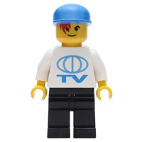 TV Worker - White Torso, Black Legs, Blue Cap
