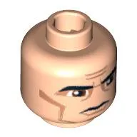 Minifig Head, Thick Eyebrows, Large Eyes, Cheek Lines Print