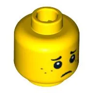 Minifig Head Peasant, Freckles, Smile / Worried Print [Blocked Open Stud]