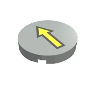 Tile Round 2 x 2 with Yellow Arrow with Black Border Print