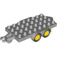 Duplo Trailer Flatbed 4 x 8 Studs with Hitch Ends and 4 Yellow Wheels