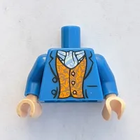 Torso Coat with Orange Vest, Buttons, White/Light Blue Scarf Print (Bilbo Baggins), Blue Arms, Light Nougat Hands