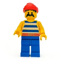 Pirate - Blue Stripes, Blue Legs, Red Bandana, Gold Belt Buckle, 3626b