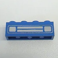 Brick 1 x 4 with Bottom Tubes, Lowered Center Cross Support with Chrome Silver Car Grill Print [Embossed]