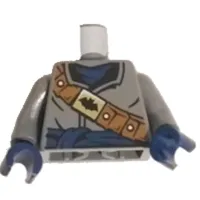Torso Coat with Dark Blue Scarf and Sash, Dark Orange Bandolier with Black Batman Logo on Gold Buckle Print, Dark Bluish Gray Arms, Dark Blue Hands