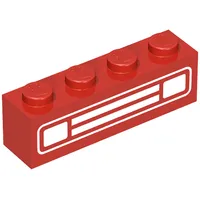 Brick 1 x 4 with Bottom Tubes, Lowered Center Cross Support with Chrome Silver Car Grill Print