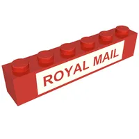 Brick 1 x 6 with Red on White 'ROYAL MAIL' print