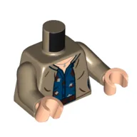 Torso Jacket, Reddish Brown Belt, Dark Blue Shirt with Stains print, Dark Tan Arms, Light Nougat Hands