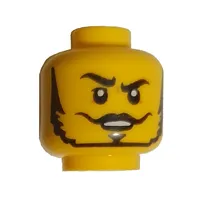 Minifig Head Gravis, Thin Beard, Mustache, Raised Eyebrow, Closed Eyes / Open Eyes print