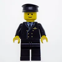 Pilot, Black Suit with Tie and Airplane Badge, Black Hat (3626a Head)