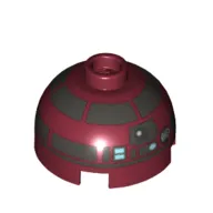 Brick Round 2 x 2 Dome Top, Hollow Stud with Silver Astromech Droid Print (R4-P17)