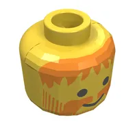 Minifig Head Cavalry / Knight, Beard Vertical Lines with Messy Hair, Moustache Brown Print [Blocked Open Stud]