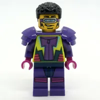 Stunt Rider, Vibrant Yellow and Dark Purple Jumpsuit, Visor