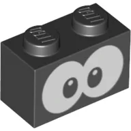 Brick 1 x 2 with White Eyes print