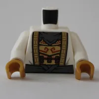 Torso Robe, Gold Trim, Open Over Ornate Undershirt, Dark Bluish Gray Belt print, White Arms, Pearl Gold Hands