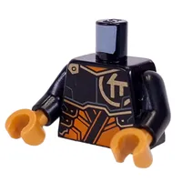 Torso, Gold Asian Symbol, Orange Armor print, Black Arms, Pearl Gold Hands