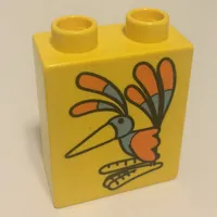 Duplo Brick 1 x 2 x 2 with Colorful Bird Print