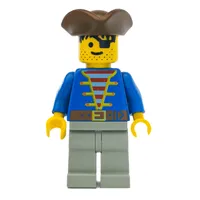 Pirate - Blue Jacket, Light Gray Legs, Brown Tricorne (3626a Head)