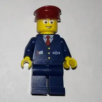 Train Worker - Dark Blue Torso, Dark BLue Legs, Dark Red Hat