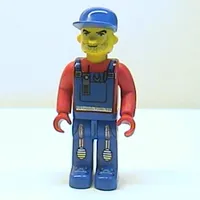 Juniors Minifig, Tractor Driver With Blue Overalls, Red Shirt, Plain Blue Cap, Beard Stubble