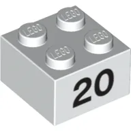 Brick 2 x 2 with Black "20" Print