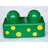 Primo Brick 1 x 2 with 6 Yellow Spots Print on Each Side