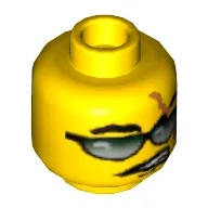 Minifig Head Viper, Glasses with Green and Silver Sunglasses and Scar Print [Blocked Open Stud]