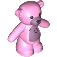 Animal, Bear / Teddy, Arms Down with Black Eyes, Nose and Mouth / Lavender Belly with Heart Print