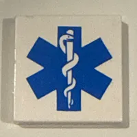 Tile 2 x 2 with Blue EMT Star of Life Print