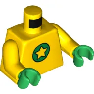 Torso Yellow Star on Green Circle Print, Yellow Arms, Green Hands