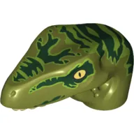 Animal Body Part, Dinosaur, Raptor Head with Tan Teeth and Dark Green Stripes over Lime Print