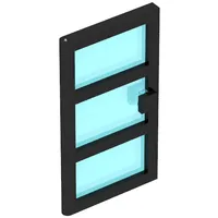 Door 1 x 4 x 6 with 3 Panes with Trans-Light Blue Glass