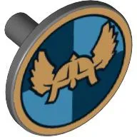 Shield Round Flat with Helmet on Dark / Medium Blue Quarters Print