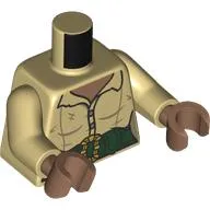 Torso, Tunic, Medium Brown Chest, Dark Green Belt, Gold Belt Buckle print, Tan Arms, Medium Brown Hands
