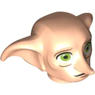 Minifig Head Special, Dobby with Lime Green Eyes and Black Mouth Print