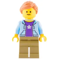 Bright Light Blue Torso, Jacket, Olive Green Legs, Dark Orange Hair