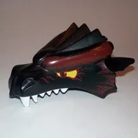 Creature Body Part, Dragon Head Upper Jaw with Dark Red Scales and Yellow Eyes Print
