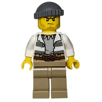 Criminal, Open Prison Shirt, Dark Tan Legs, Dark Bluish Gray Hat