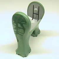 Animal Body Part, Dinosaur, Legs Short, Dark Gray and Dark Green Stripes Print