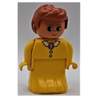 Duplo Figure, Early, Dress Yellow, White Collar and Buttons Print