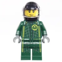 Race Driver, Dark Green Lotus Racing Suit, Black Helmet