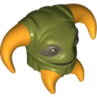 Minifig Head Special Boolio, 4 Bright Orange Horns, Dark Tan Eyes print