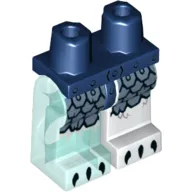 Hips and White Left Leg, Trans-Light Blue Right Leg with Gray Scaled Armor and Black Claws Print