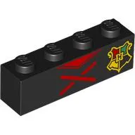 Brick 1 x 4 with Cloak, Red Laces, Hogwarts Crest, Yellow Laces on back print