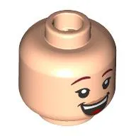 Minifig Head Jessie, Dark Red Eyebrows, Nougat Lips, Open Mouth Smile / Lopsided Smile