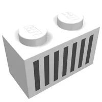 Brick 1 x 2 with Black Grill Print