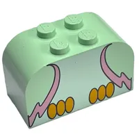 Brick Curved 2 x 4 x 2 Double with Parrot, White Chest, Pink Wings Outline Body Print